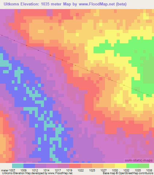 Uitkoms,South Africa Elevation Map