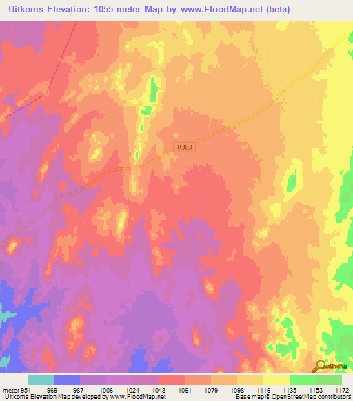 Uitkoms,South Africa Elevation Map