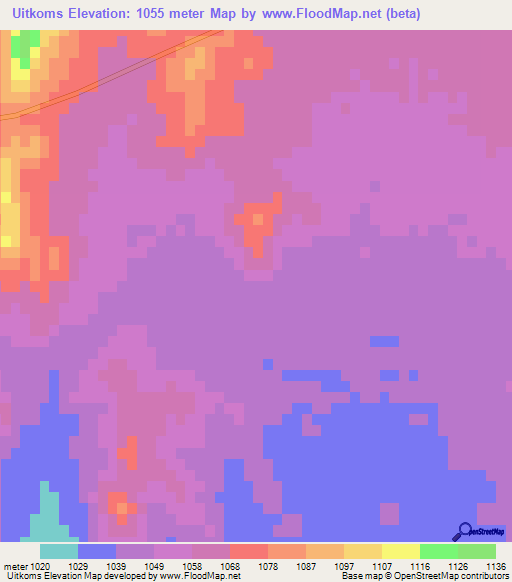 Uitkoms,South Africa Elevation Map