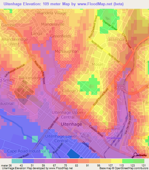 Uitenhage,South Africa Elevation Map