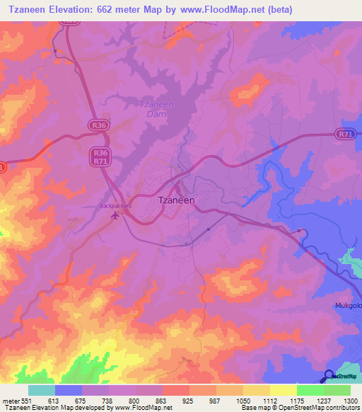 Tzaneen,South Africa Elevation Map