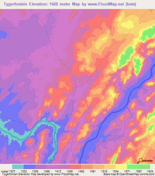 Tygerfontein,South Africa Elevation Map