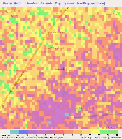 Kazim Matrah,Iraq Elevation Map