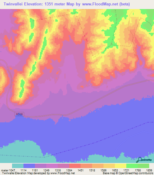 Twinvallei,South Africa Elevation Map