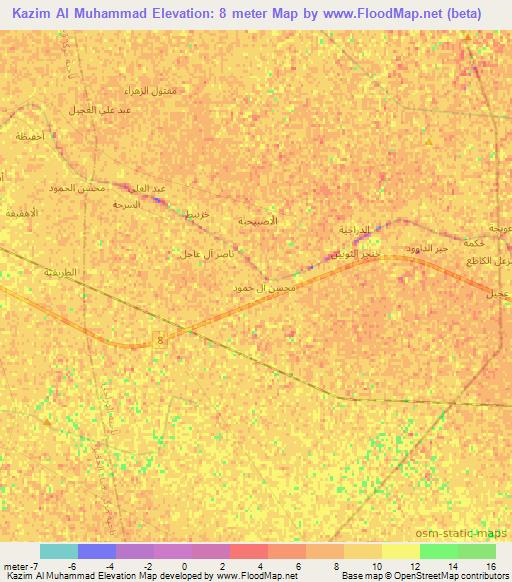 Kazim Al Muhammad,Iraq Elevation Map