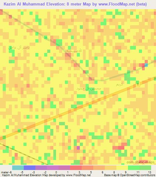 Kazim Al Muhammad,Iraq Elevation Map