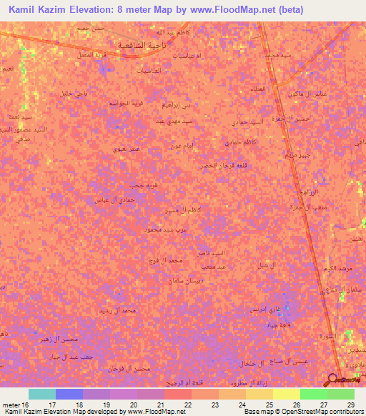 Kamil Kazim,Iraq Elevation Map