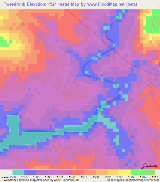 Tweedronk,South Africa Elevation Map