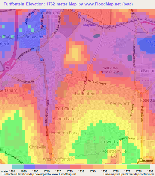 Turffontein,South Africa Elevation Map