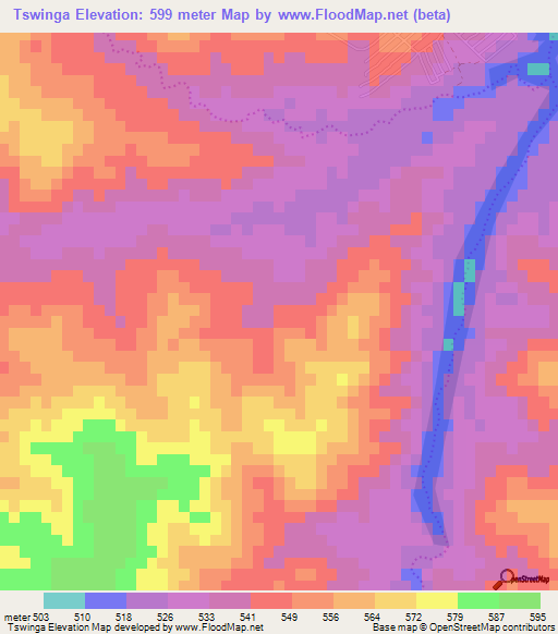 Tswinga,South Africa Elevation Map