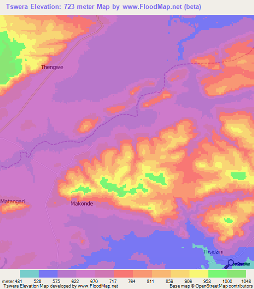 Tswera,South Africa Elevation Map