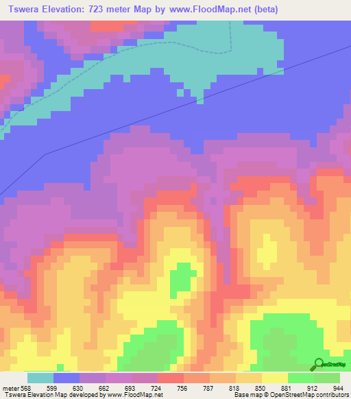 Tswera,South Africa Elevation Map