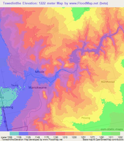 Tswedintlhe,South Africa Elevation Map