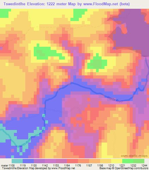 Tswedintlhe,South Africa Elevation Map