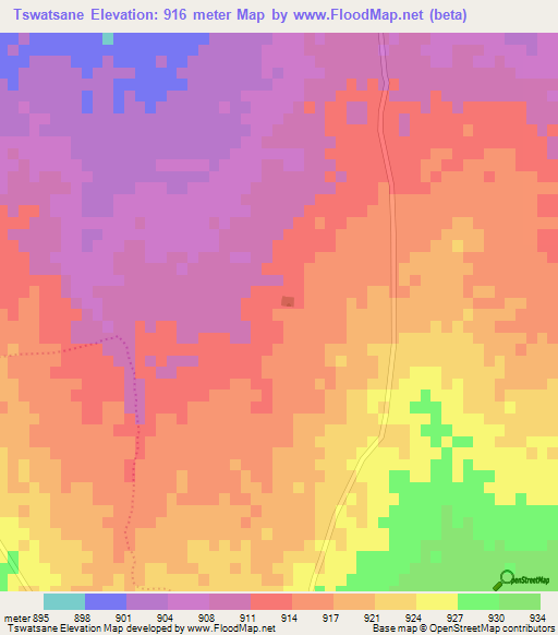 Tswatsane,South Africa Elevation Map