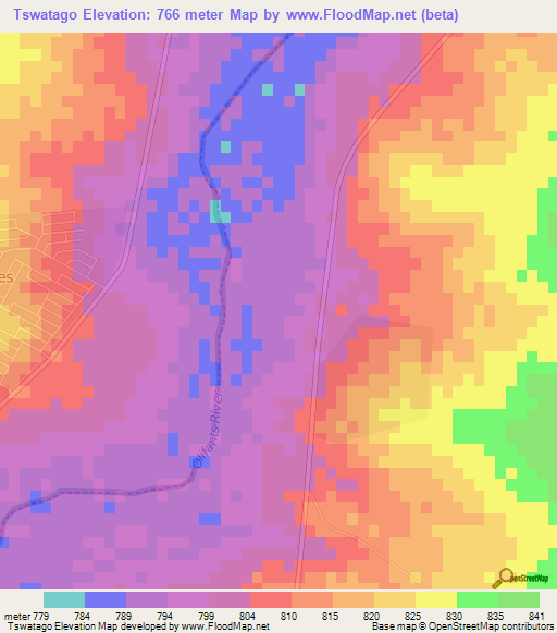 Tswatago,South Africa Elevation Map