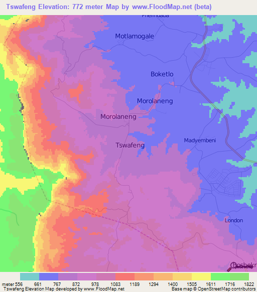 Tswafeng,South Africa Elevation Map