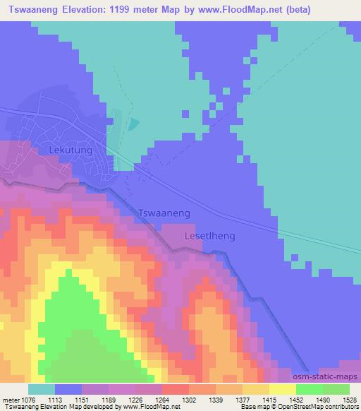 Tswaaneng,South Africa Elevation Map