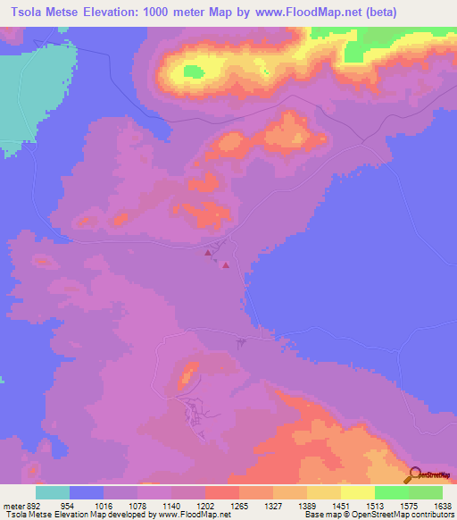 Tsola Metse,South Africa Elevation Map