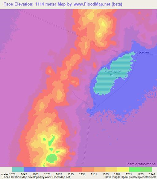 Tsoe,South Africa Elevation Map