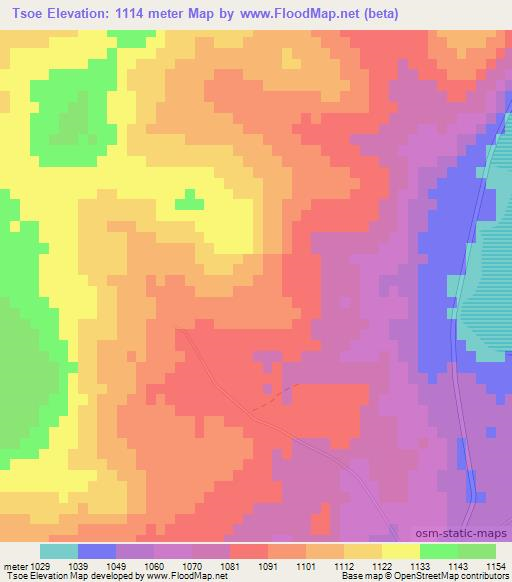 Tsoe,South Africa Elevation Map