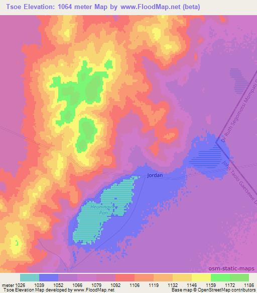 Tsoe,South Africa Elevation Map