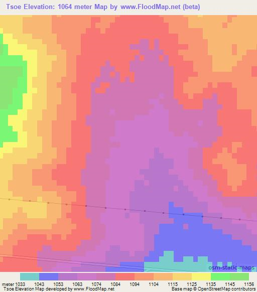 Tsoe,South Africa Elevation Map