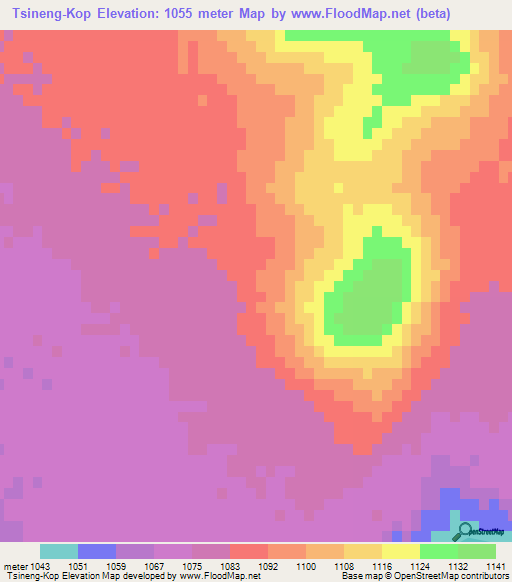 Tsineng-Kop,South Africa Elevation Map