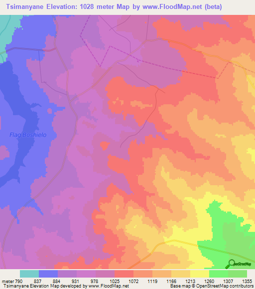 Tsimanyane,South Africa Elevation Map