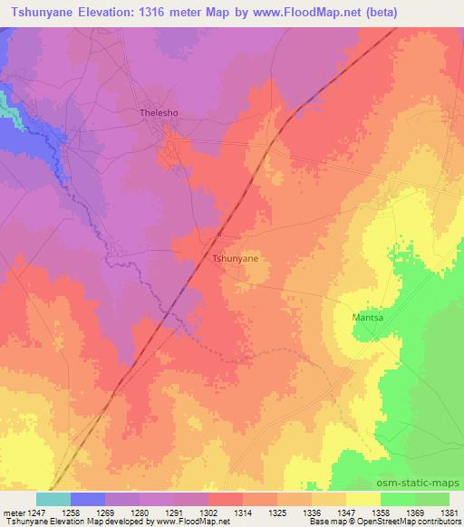 Tshunyane,South Africa Elevation Map