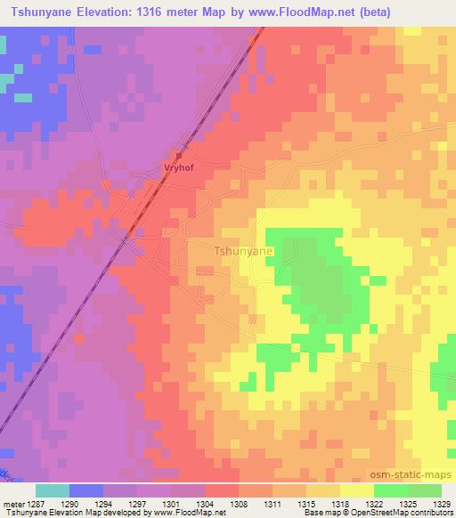 Tshunyane,South Africa Elevation Map