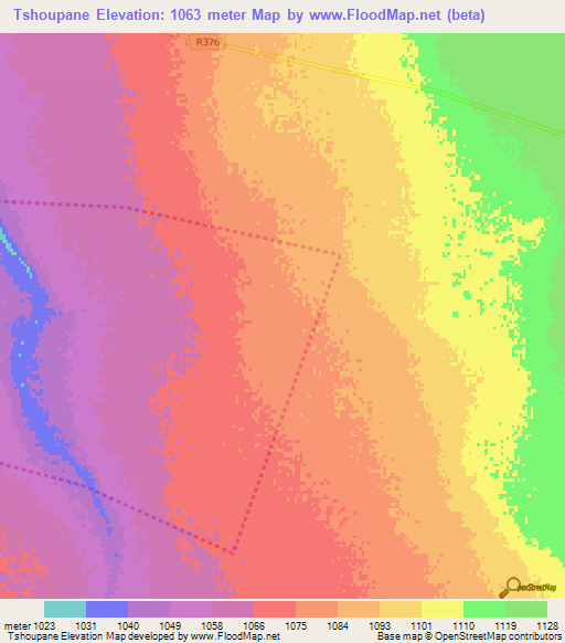 Tshoupane,South Africa Elevation Map