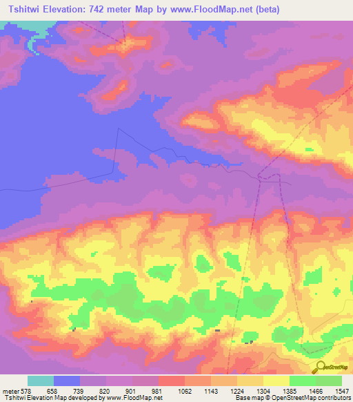 Tshitwi,South Africa Elevation Map