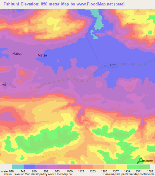 Tshituni,South Africa Elevation Map