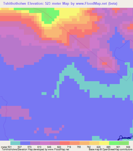 Tshithotholwe,South Africa Elevation Map