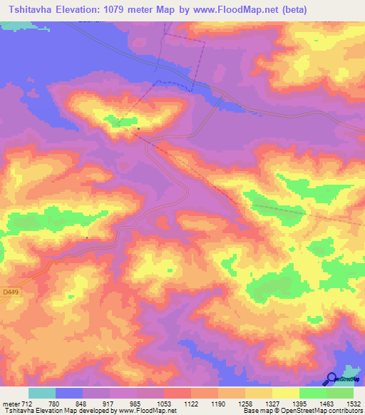 Tshitavha,South Africa Elevation Map