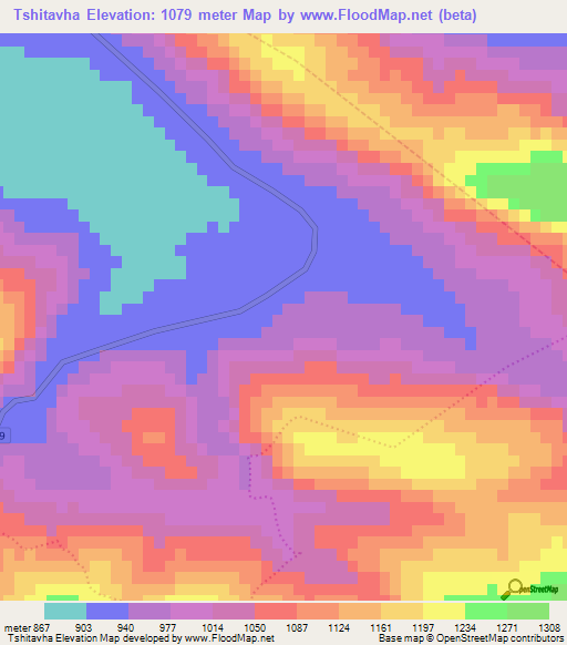 Tshitavha,South Africa Elevation Map