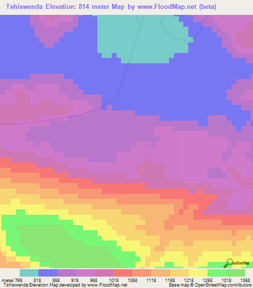 Tshiswenda,South Africa Elevation Map