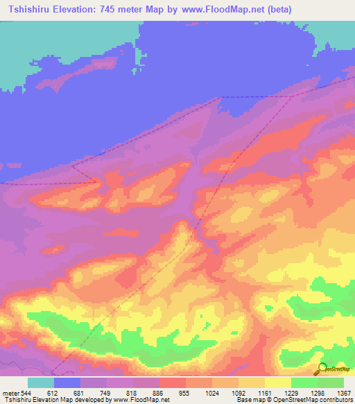 Tshishiru,South Africa Elevation Map