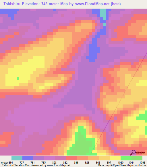 Tshishiru,South Africa Elevation Map