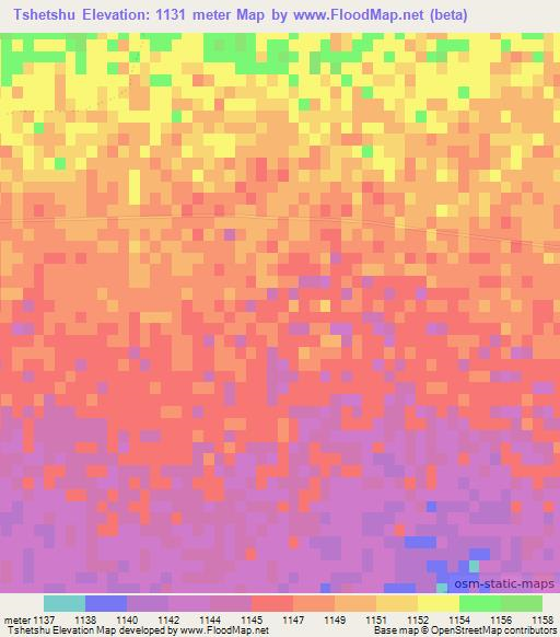 Tshetshu,South Africa Elevation Map