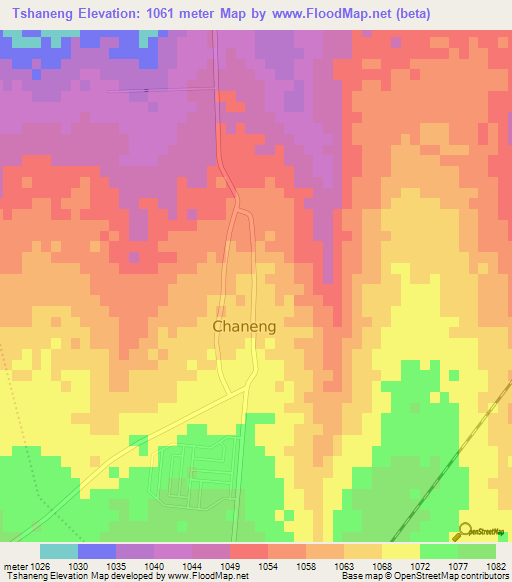 Tshaneng,South Africa Elevation Map