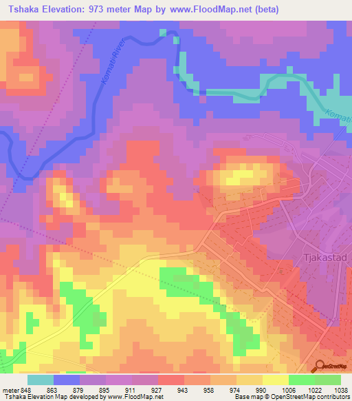 Tshaka,South Africa Elevation Map