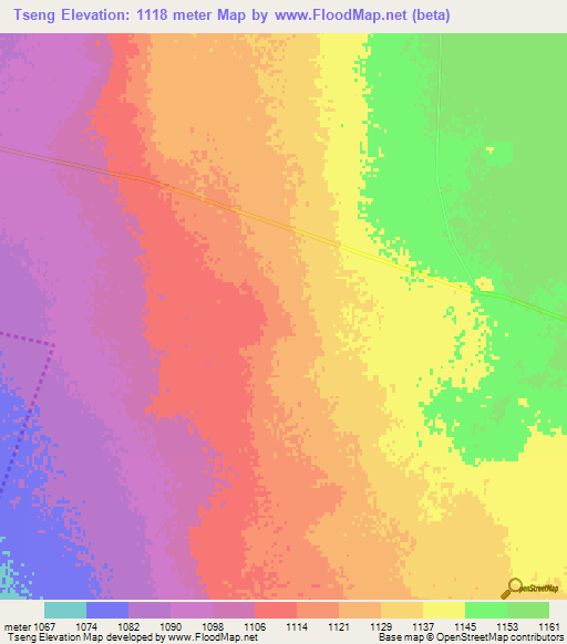 Tseng,South Africa Elevation Map