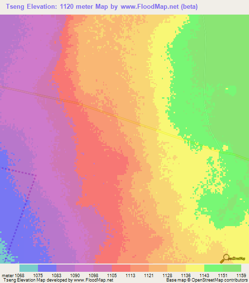 Tseng,South Africa Elevation Map