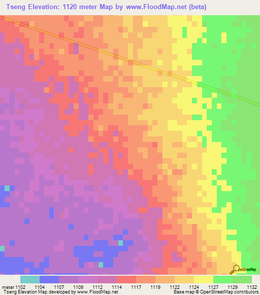 Tseng,South Africa Elevation Map