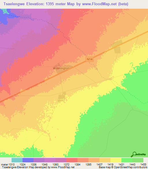 Tsaelengwe,South Africa Elevation Map