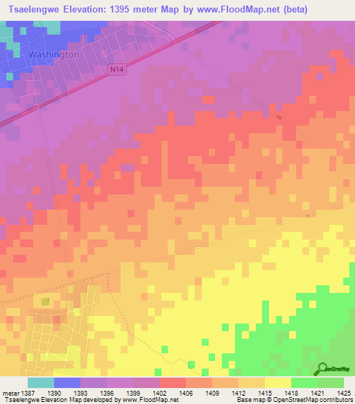 Tsaelengwe,South Africa Elevation Map