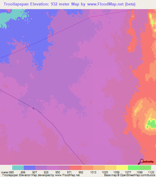 Trooilapspan,South Africa Elevation Map