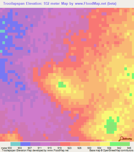 Trooilapspan,South Africa Elevation Map